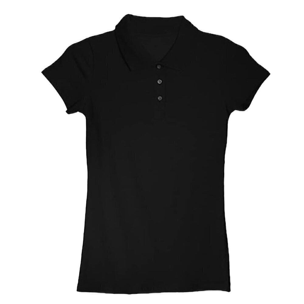 Black School Uniform Polo Shirt Youth Large 10-12 NWT Stretch Cotton